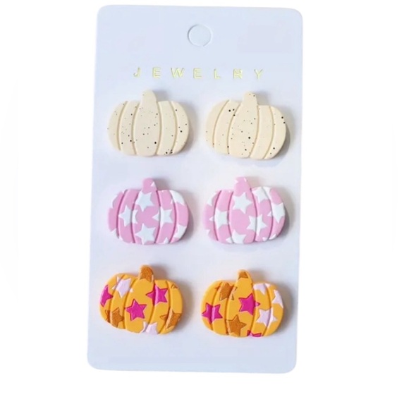 Whimsy_and_Rose Jewelry - Festive Acrylic Pumpkin Earrings ~ Set of 3